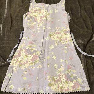 Vintage Y2K Gap Purple Lilac Linen Floral Spring Summer Dress Ribbon Tie XS 4